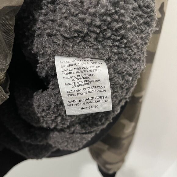 Lee Camo Jacket Mens XL Black Gray Sherpa Lined Coat Hunting Bomber Y2K Grunge - Picture 5 of 8